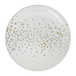 Lautanen lasia 21cm, kulta-hopea