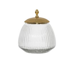 Lasipurkki kullanv&auml;risell&auml; kannella