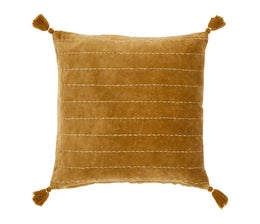 Tyynynp&auml;&auml;llinen tupsuilla, konjakki