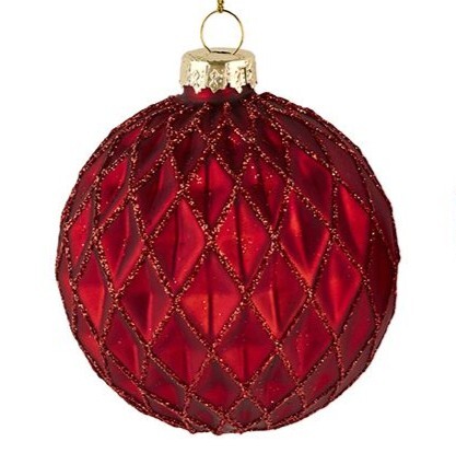 Lasipallo kohokuvio 8cm, Punainen