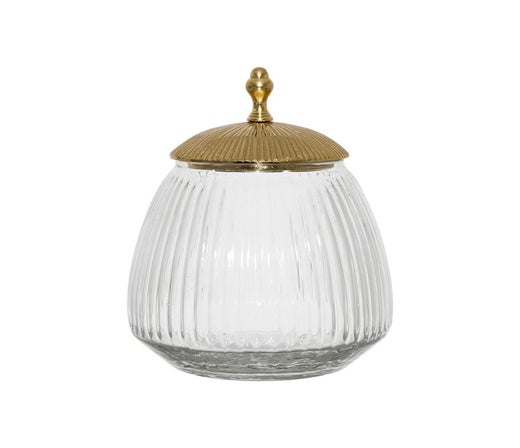 Lasipurkki kullanv&auml;risell&auml; kannella